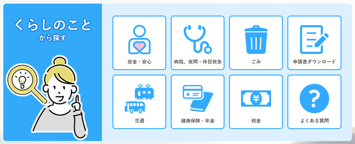 「くらしのことから探す」の画面イメージ