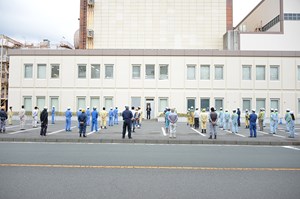 写真：広野火力発電所などへメッセージ発信する遠藤町長