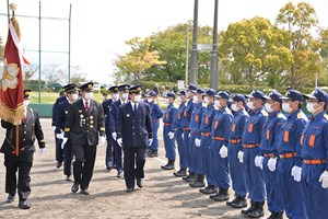 写真：広野町消防団・婦人消防隊春季検閲式の様子