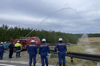 広野町消防団つなぎ放水訓練を実施