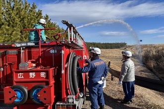 広野町消防団つなぎ放水訓練